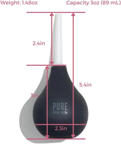 Vista 4 de Pure for Men Bum Bulb Kit de ducha anal con punta desmontable Enema reutilizable, fácil de usar y duradero Capacidad 3 oz (3.0 fl oz)