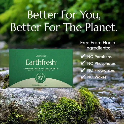 Vista 3 de Cleanomic Earthfresh - Suavizante de tela para secadora, suaviza y elimina la adherencia estática, suavizante vegano con aceites esenciales sin