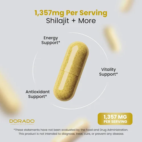 Vista 4 de Suplemento Shilajit para hombres y mujeres con musgo marino, Ashwagandha, Tongkat Ali, boro, zinc, PQQ, pimienta negra, magnesio, ácido fúlvico