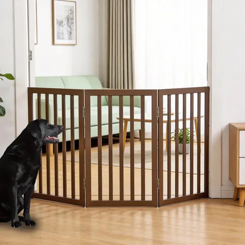 Vista 34 de Puerta para perros para interiores, valla independiente para perros, para la casa, puertas, pasillos o escaleras, puerta para mascotas plegable