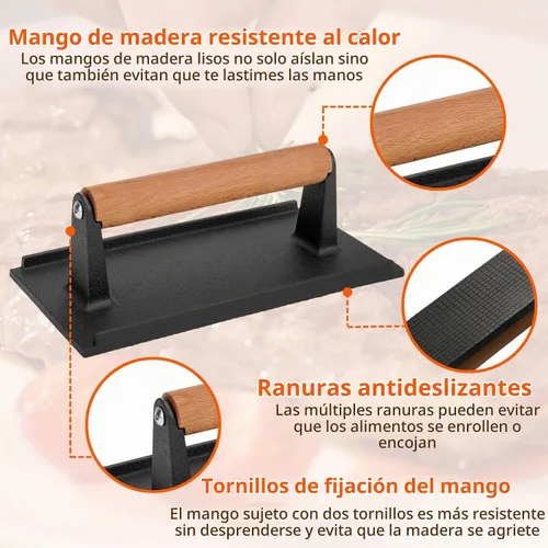 Vista 6 de onlyfire Prensa de hierro fundido para carne con mango de madera