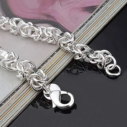 Vista 2 de Goodilest - Pulseras de plata de ley 925 para mujer pulsera de cadena de banquete regalo de joyería Plata