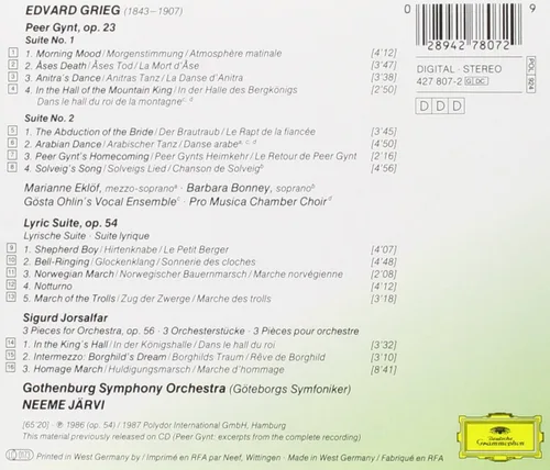 Vista 2 de Grieg Peer Gynt Suites Nos. 1 & 2 Lyric Suite Sigurd Jorsalfar