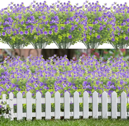 Vista 17 de Grunyia 20 paquetes de flores artificiales resistentes a los rayos UV, flores falsas que no se decoloran, plantas sintéticas para jardín, porche