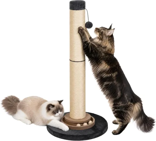 Vista 2 de Poste rascador para gatos resistente, 35 pulgadas de alto, torre de árbol para gatos con bola colgante para gatos de interior y adultos, poste
