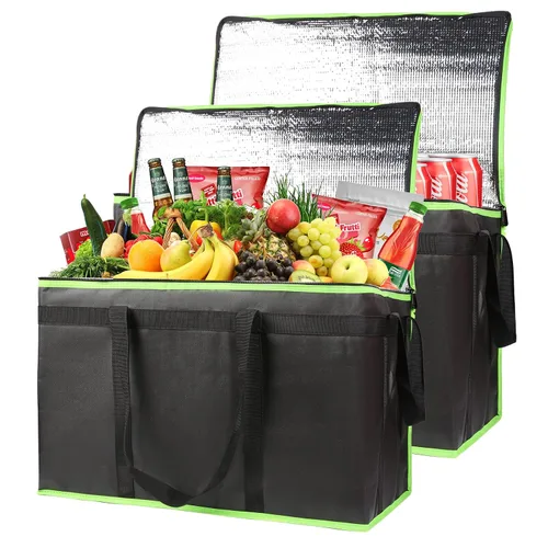 Vista 26 de Paquete de 1 bolsa aislada para entrega de alimentos con parte inferior dura, calentadores de alimentos comerciales XXXL para Uber Eats/Doordash