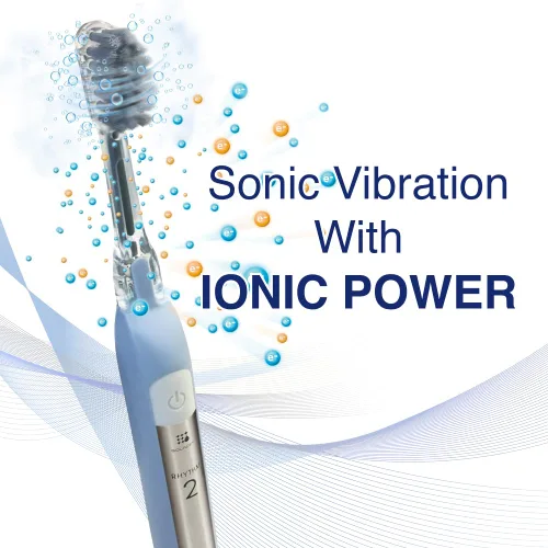 Vista 2 de Soladey SoladeyRhythm2, cepillo de dientes eléctrico de energía iónica, paneles solares y semiconductor TiO2 (azul hielo), listo para usar cepillo