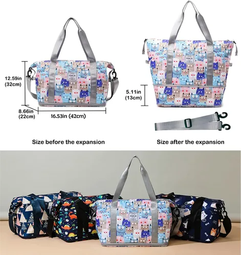 Vista 7 de Bolsa de viaje expandible, bolsa de viaje para el fin de semana, bolsa de gimnasio para mujer