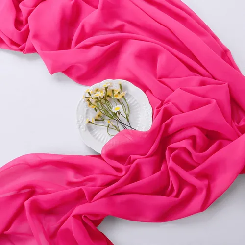 Vista 3 de DUOBAO Hot Pink Table Runner 10ft Chiffon Table Runner 29''x120'' Sheer Fabric for Wedding, Party, and Bridal Shower Decor