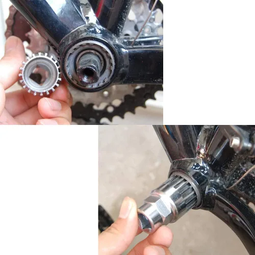 Vista 2 de Teyssor Extractor de manivela de bicicleta y removedor de soporte inferior con llave inglesa Kit de herramientas de reparación de ciclismo