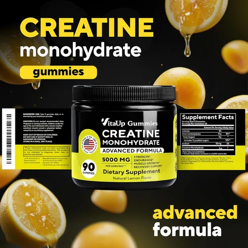 Vista 8 de VitaUp - Gomitas de monohidrato de creatina para hombres y mujeres – Creatina monohidrato fabricada en Estados Unidos para hombres 5000 mg por