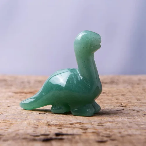 Vista 2 de YGLINE Talla de dinosaurio de piedras preciosas pequeñas,Figura animal de cristal,Estatua de piedra curativa de Reiki Aventurina verde
