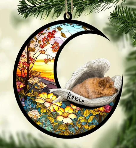 Vista 117 de Atrapasoles conmemorativo personalizado para perros, adorno navideño de Airedale Terrier, recuerdo por pérdida de mascota, regalos conmemorativos