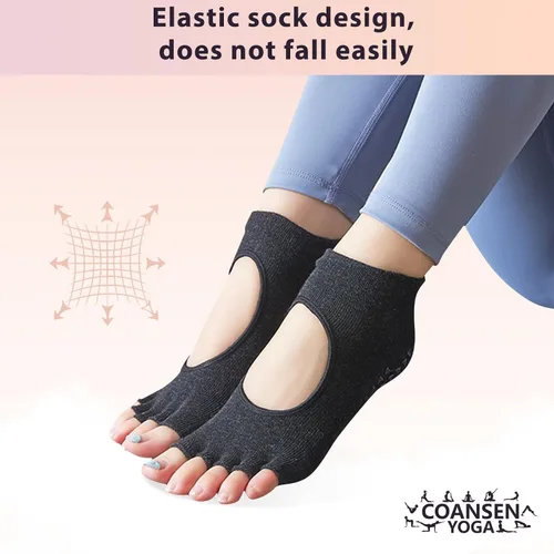 Vista 3 de COANSEN 3 pares de calcetines de yoga con agarres