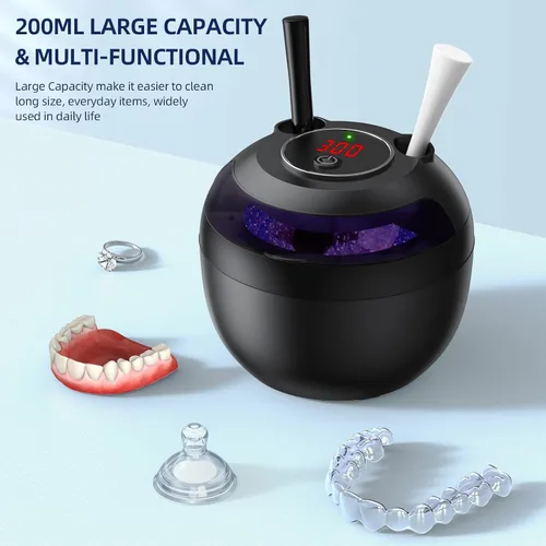 Vista 4 de Limpiador ultrasónico de retenedores, máquina de limpieza ultrasónica para retenedores, dentaduras postizas, alineadores, protectores bucales, joyas