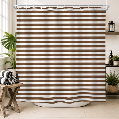 Vista 8 de Black White Striped Small Stall Simple Bathroom Shower Curtain Set