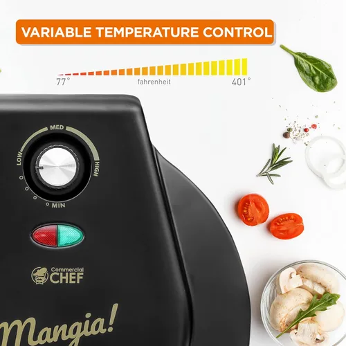 Vista 2 de Commercial Chef Máquina para hacer pizza con temperatura variable, 12 pulgadas, color negro