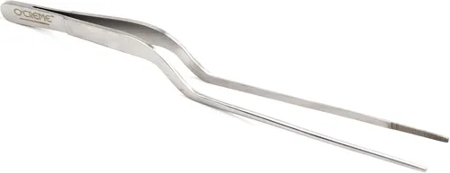 Vista 12 de O'Creme Pinzas de acero inoxidable de precisión para cocina culinaria de 8 pulgadas (8 pulgadas curvas, negro)