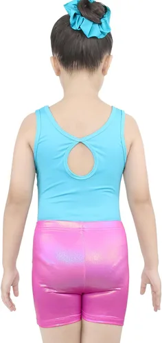 Vista 3 de Leotardos de gimnasia para niñas con pantalones cortos brillantes para bailar ballet