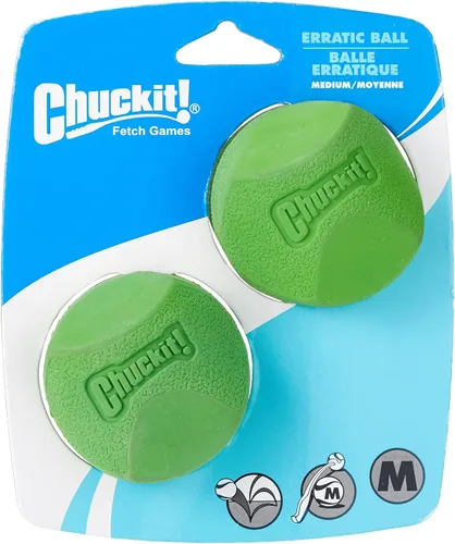 Vista 9 de Chuckit! Erratic Dog Ball - Juguete interactivo para perros, rebotes impredecibles, pequeño de 2 pulgadas para razas pequeñas y cachorros, paquete