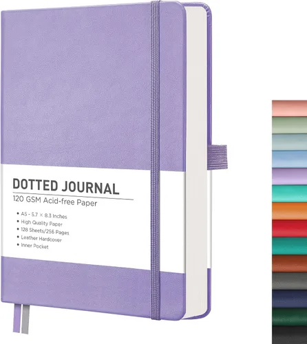 Vista 11 de RETTACY Cuaderno Diario con Puntos, 256 Páginas, Tamaño A5 Mediano (14.5 × 21 cm), Tapa Dura de Cuero, Papel Grueso de 120 g/m², para Diario de Negro