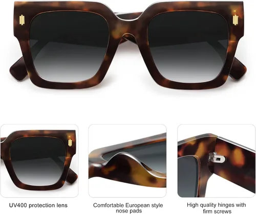 Vista 11 de SOJOS Gafas de sol cuadradas vintage de gran tamaño para mujer, estilo retro, de lujo, grandes, UV400 SJ2194