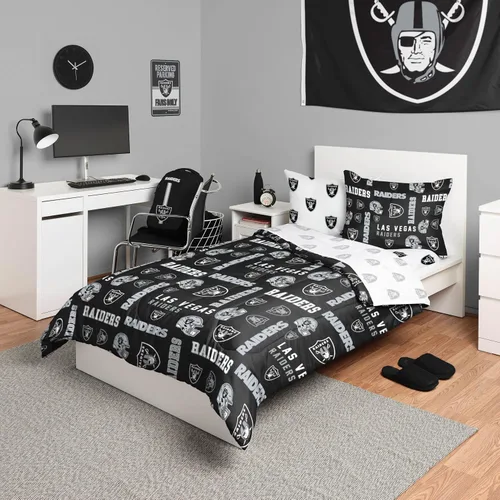 Vista 24 de FOCO Juego de ropa de cama unisex para adultos con logotipo del equipo de la NFL, sábanas y fundas de almohada, juego de ropa de cama de 5 piezas