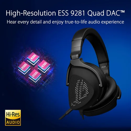 Vista 3 de ASUS ROG Delta S Animate Gaming Auriculares Pantalla LED AniMe Matrix personalizable micrófono con cancelación de ruido AI ESS 9281 Quad DAC ligero