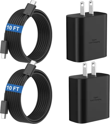 Vista 26 de Cargador súper rápido USB C de 45 W para teléfono Android tipo C, bloque de carga rápida con cable de 5 pies para Samsung Galaxy S26/S26