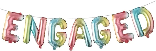 Vista 19 de Letras de globo AF multicolor de 16 pulgadas con letras de globos de compromiso para fiestas de compromiso (negro)
