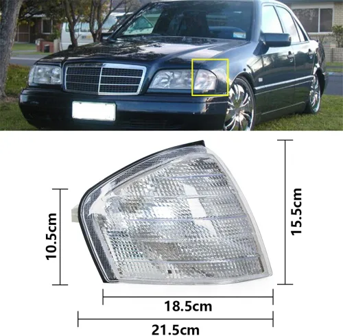 Vista 5 de Para Mercedes Benz Clase C C220 1994-2000 Luz de señal de giro delantera de esquina antiniebla lámpara izquierda