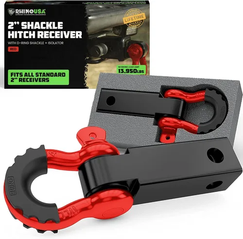 Vista 9 de Rhino USA Receptor de enganche de grillete (se adapta a receptores de 2 pulgadas). Los mejores accesorios de remolque para camiones, Jeep, Toyota