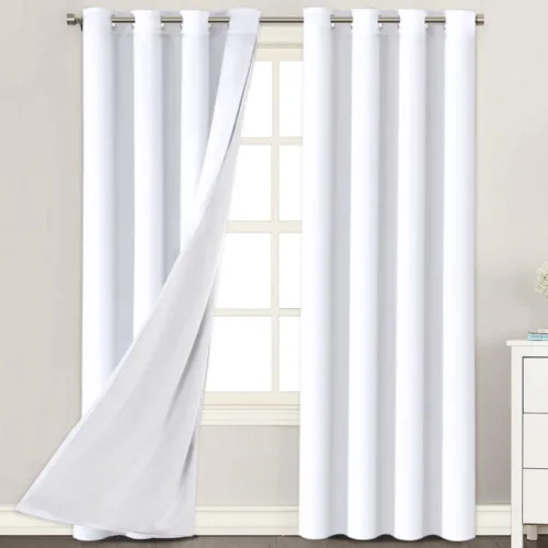 Vista 26 de H.VERSAILTEX Paneles de cortina 100% opacas de 45 pulgadas de largo, con aislamiento térmico, cortinas opacas con forro para dormitorio, dos capas