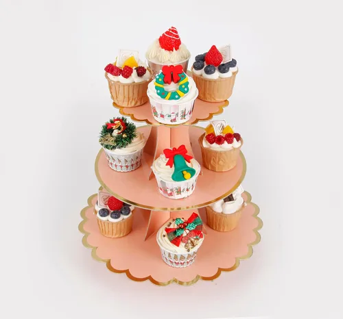 Vista 20 de YLDW Soporte para Cupcakes de 3 Niveles, Soporte para Pastel, Torre de Soporte para Cupcakes DIY Escalonada para Exhibiciones de Mesa de Postres