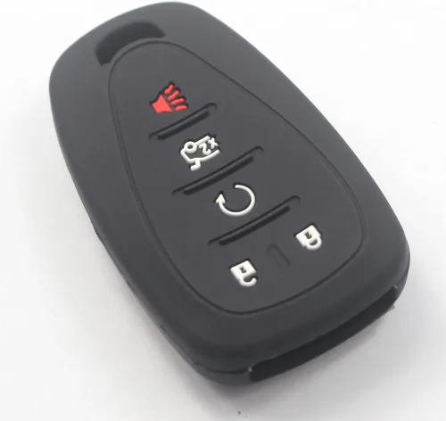 Vista 3 de 2 fundas de silicona de goma negra con 5 botones para llave inteligente, sin llave, compatible con Chevrolet Chevy Traverse Blazer Trailblazer