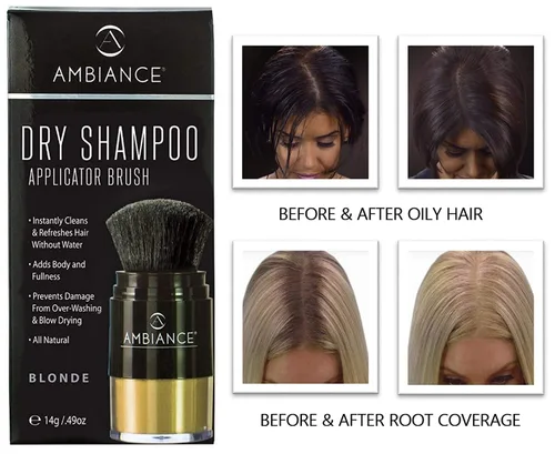 Vista 9 de Ambiance - Champú seco natural en polvo y cepillo para cabello rubio, champú teñido de tamaño de viaje sin aerosol, no tóxico, sin benceno