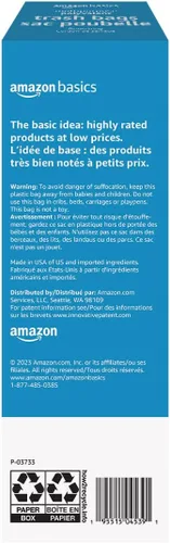 Vista 3 de Amazon Basics - Bolsas de basura multiusos con cordón, 30 galones, 20 unidades, paquete de 1