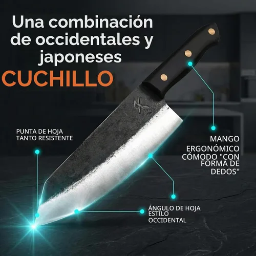 Vista 6 de Kitchen perfection Cuchillo de chef hecho a mano para cortar carne y cortar
