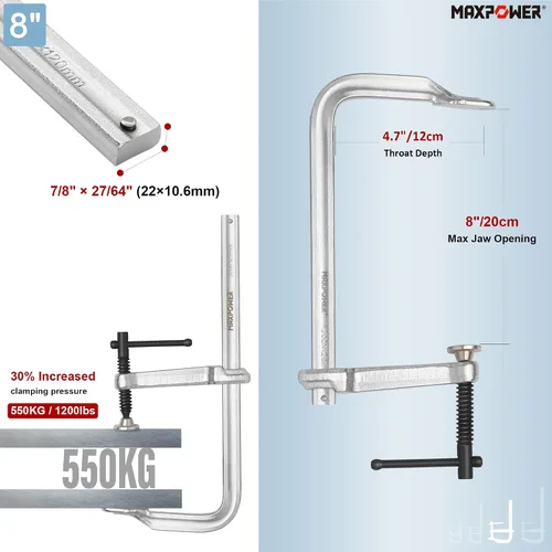 Vista 5 de MAXPOWER Abrazaderas F de servicio ligero para soldadura de 4", 8", 8" y 12", paquete de 4