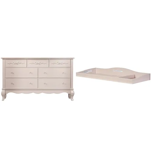 Vista 11 de Evolur Aurora - Cómoda de 54 x 20.3 x 34 pulgadas con bandeja cambiadora, rosa polvoriento Rosa (Dusty Rose)