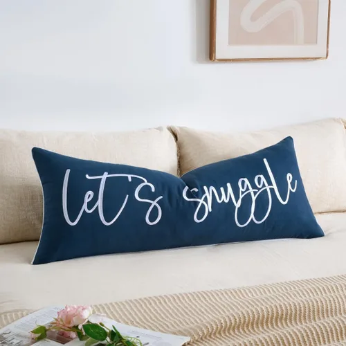 Vista 24 de Sunkifover Let's Snuggle - Funda de almohada decorativa, 18 x 18 pulgadas, algodón bordado en blanco y negro, funda de almohada para cama
