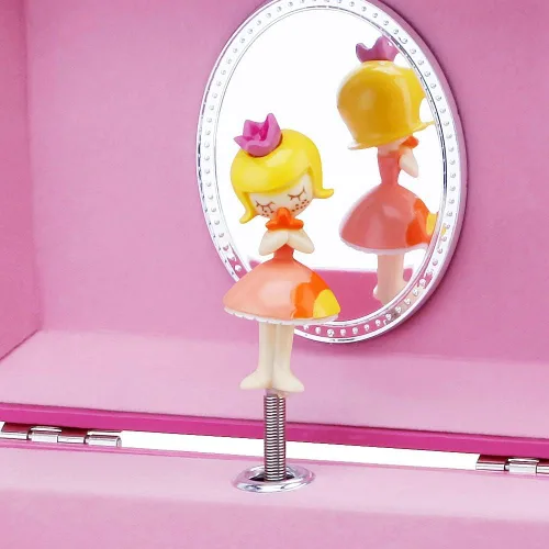 Vista 5 de RR ROUND RICH DESIGN Joyero musical para niñas con bailarina y lindo tema de princesa, color rosa
