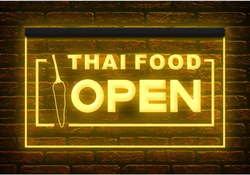 Vista 22 de 110228 Thai Food Open Thailand Restaurant Cafe Bar Display LED Light Neon Sign (16 Colors By Remote, 12" X 8")