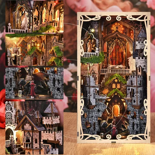 Vista 4 de CCCDF - Kit de rincón de libro, kit de rincón de libros en miniatura de la Bella Durmiente DIY