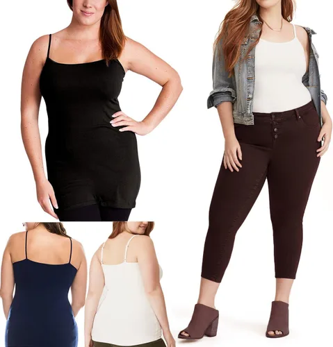 Vista 97 de Emmalise Camisola larga casual básica para mujer, con tirantes ajustables, top en capas