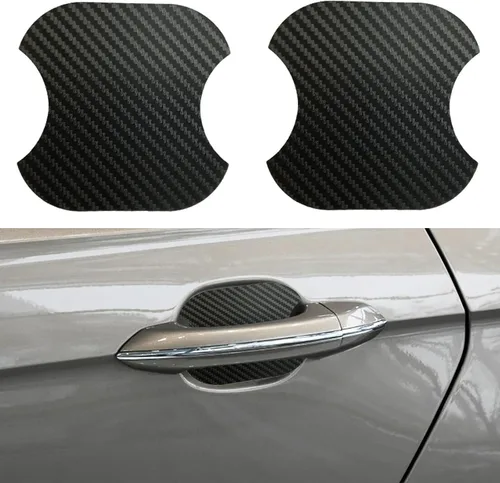 Vista 7 de kingsea 4 protectores contra arañazos para manija de puerta de automóvil, textura magnética extraíble de fibra de carbono 3D, textura de fibra