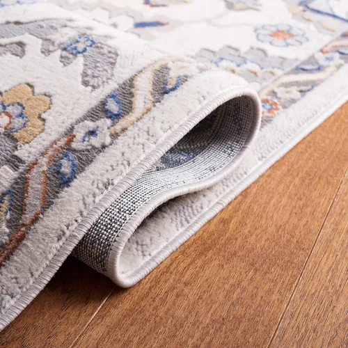 Vista 6 de SAFAVIEH Eternal Collection ETL226A - Alfombra de pasillo, 2 pies 2 pulgadas x 8 pies, color marfil y gris, diseño floral, no desprende pelusa