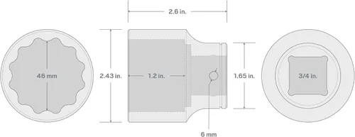 Vista 2 de TEKTON Unidad de 3/4 pulgadas x 1.811 in Zócalo poco profundo de 12 puntos SHD32346