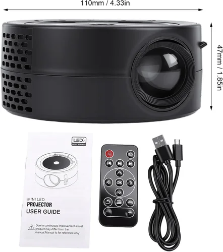Vista 9 de Proyector para el hogar, mini proyector 1080P, amigable con los ojos, control remoto, interfaces USB y audio, soporte para cajas de TV, portátiles