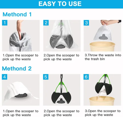 Vista 10 de UPSKY Recogedor de excrementos de 23.6 pulgadas para perros grandes y pequeños, pala plegable para excrementos de perro, resorte resistente